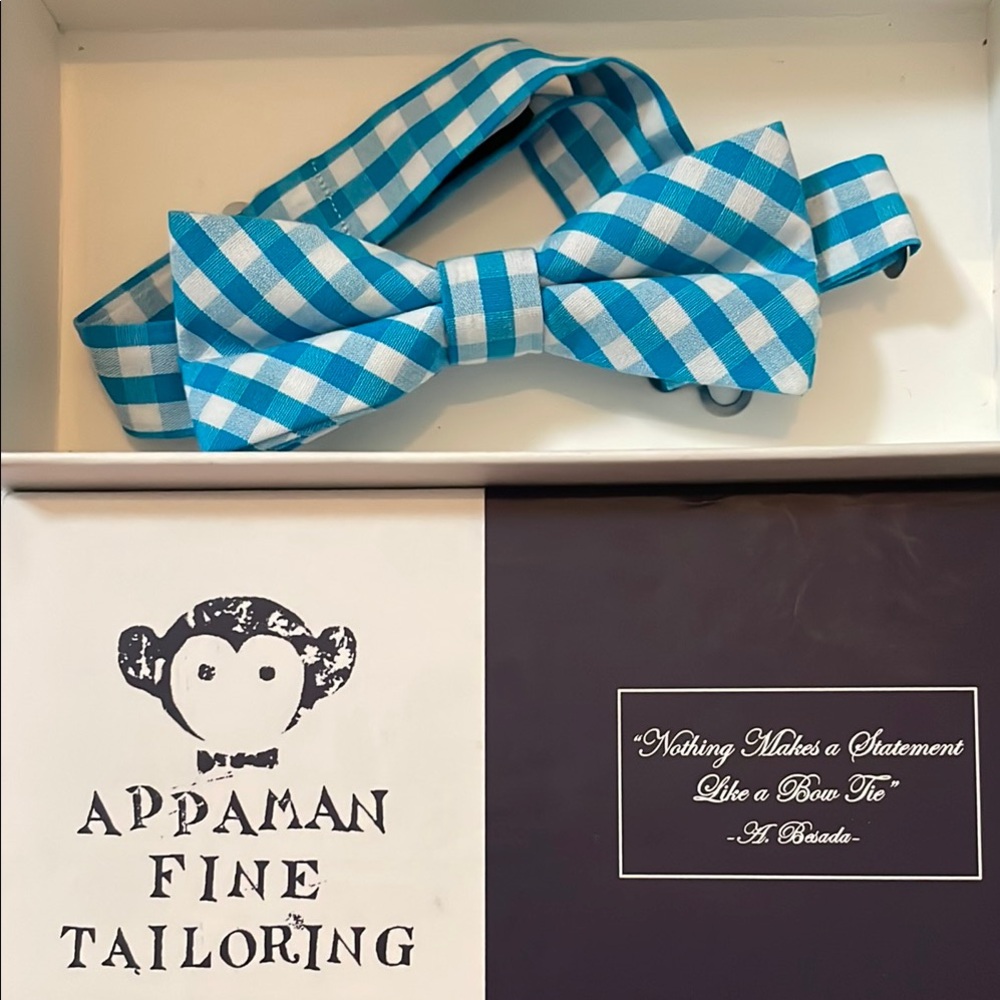 Appaman Blue and White Checkered Adjustable Bow Tie